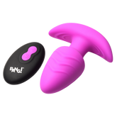 XR Brands Rotating and Vibrating Silicone Butt Plug With Remote Purple Butt Plugs